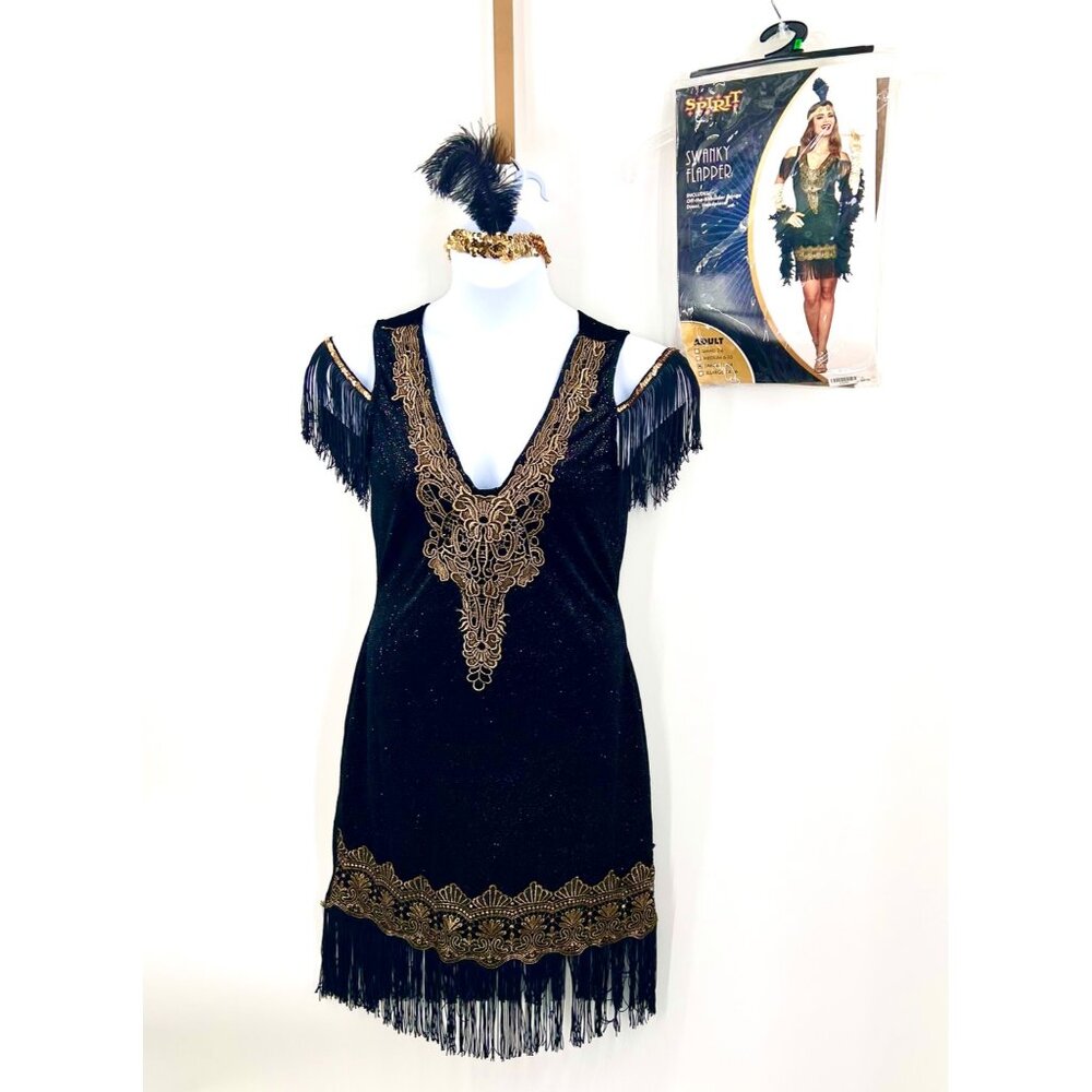 Spirit Black and Gold Flapper-Style Dress